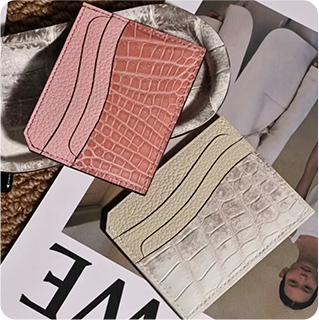 Custom crocodile leather card holder sample