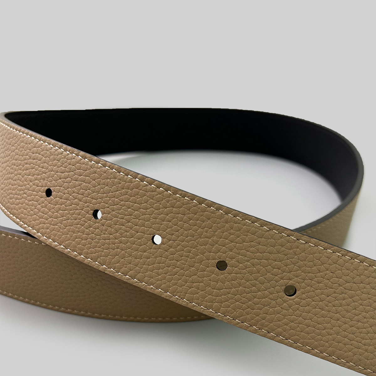 Khaki pebble grain leather replacement belt strap