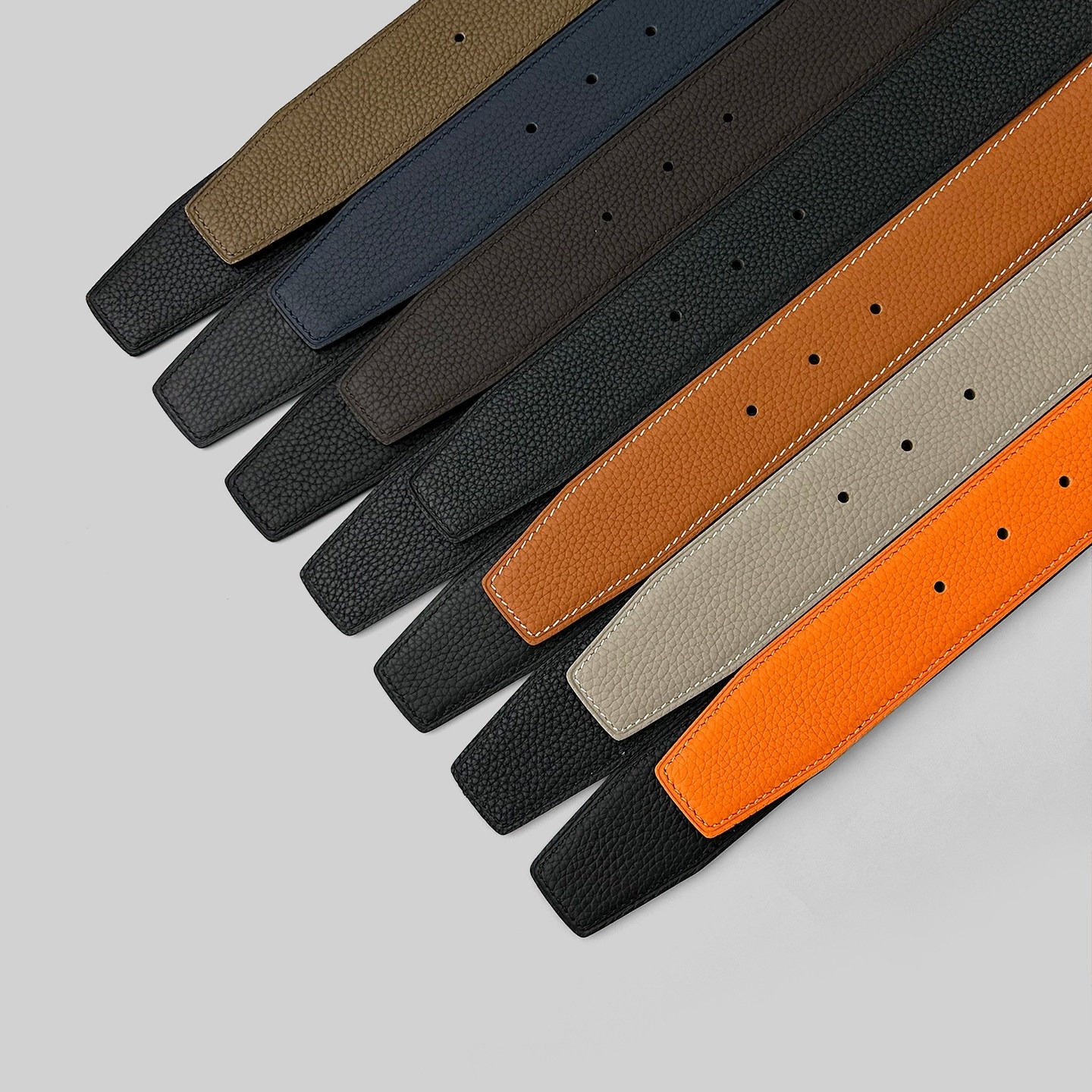 Multi-color pebble grain leather replacement belt straps