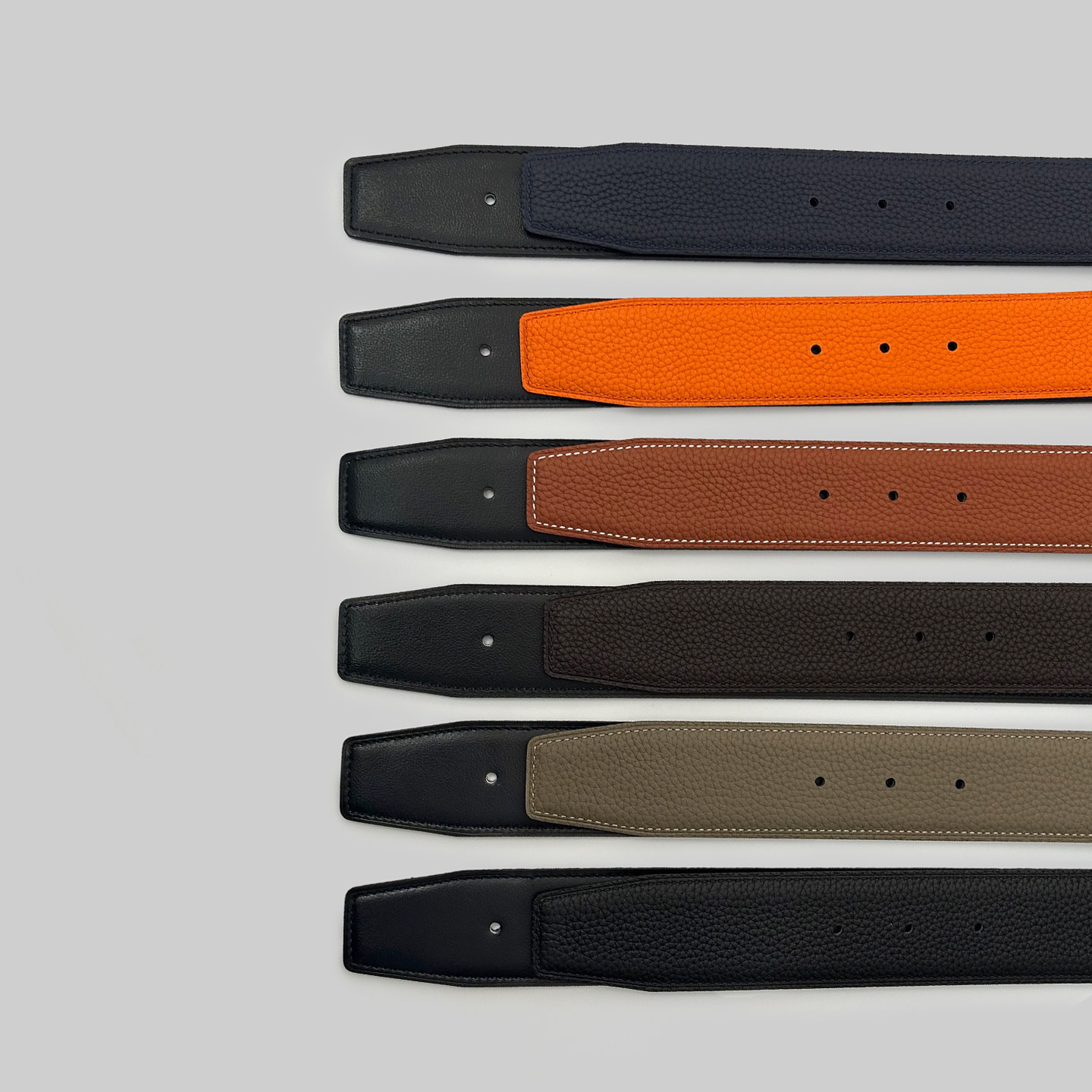 Pebble grain leather belt strap color options