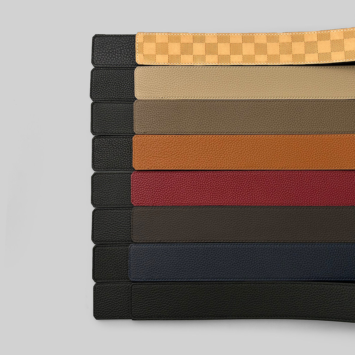 Pebble grain leather belt straps in multiple colors